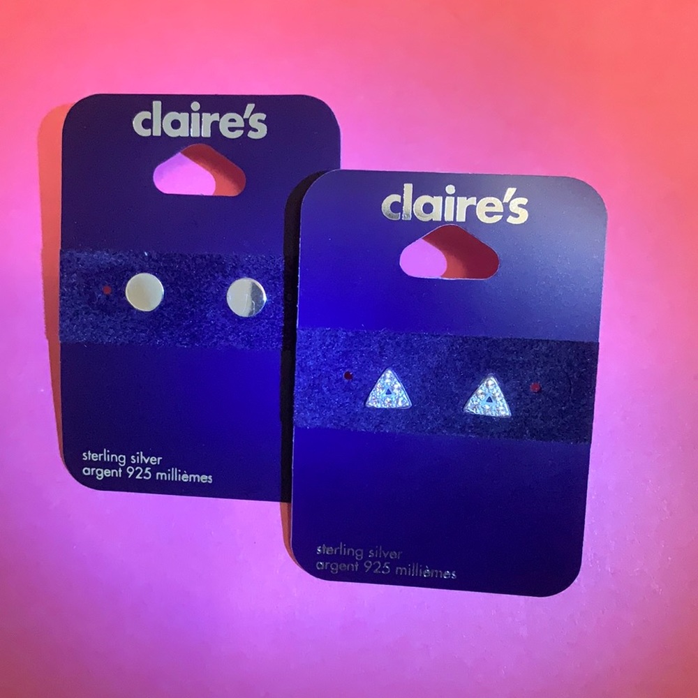 2 pairs MINIMALIST STERLING SILVER STUDS from Claire’s